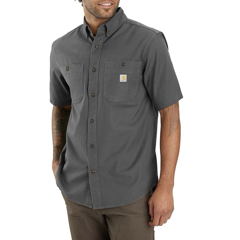 Carhartt Windham Relaxed SS Shirt Short Sleeve Button Up Gray NWT XL